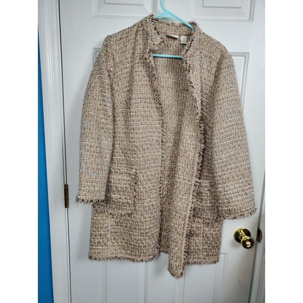 Chico’s Textured Weave Open-front Coat Size 2